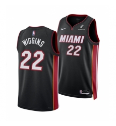 Men's Miami Heat #22 Andrew Wiggins Black 2025 Icon Edition Swingman Stitched Basketball Jersey