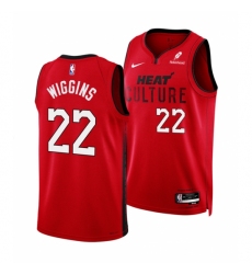 Men's Miami Heat #22 Andrew Wiggins Red 2025 City Edition Stitched Basketball Jersey