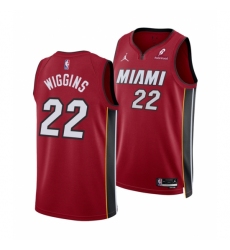 Men's Miami Heat #22 Andrew Wiggins Red 2025 Statement Edition Swingman Stitched Basketball Jersey