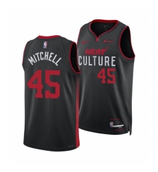 Men's Miami Heat #45 Davion Mitchell Black 2025 City Edition Stitched Basketball Jersey