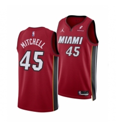 Men's Miami Heat #45 Davion Mitchell Red 2025 Statement Edition Swingman Stitched Basketball Jersey