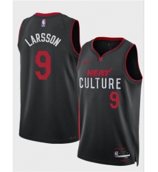 Men's Miami Heat #9 Pelle Larsson Black 2024 Draft City Edition Stitched Basketball Jersey