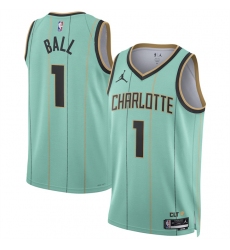 Men's Charlotte Hornets #1 LaMelo Ball Mint 2024-25 City Edition Stitched Basketball Jersey