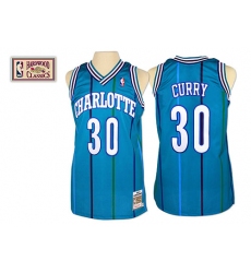 Men's Mitchell and Ness Charlotte Hornets #30 Dell Curry Authentic Light Blue Throwback NBA Jersey