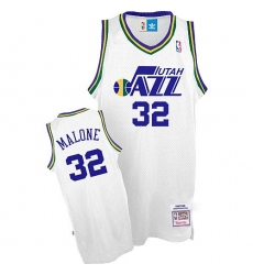 Men's Adidas Utah Jazz #32 Karl Malone Swingman White Throwback NBA Jersey