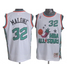 Men's Mitchell and Ness Utah Jazz #32 Karl Malone Authentic White 1996 All Star Throwback NBA Jersey