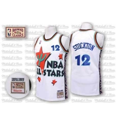 Men's Adidas Utah Jazz #12 John Stockton Swingman White 1995 All Star Throwback NBA Jersey