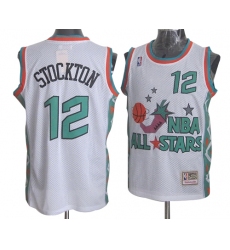 Men's Mitchell and Ness Utah Jazz #12 John Stockton Swingman White 1996 All Star Throwback NBA Jersey