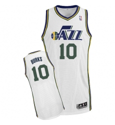 Men's Adidas Utah Jazz #10 Alec Burks Authentic White Home NBA Jersey