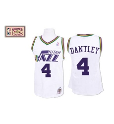 Men's Mitchell and Ness Utah Jazz #4 Adrian Dantley Swingman White Throwback NBA Jersey