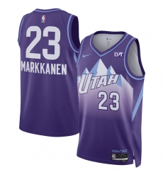 Men's Utah Jazz #23 Lauri Markkanen Purple 2024-25 City Edition Stitched Basketball Jersey