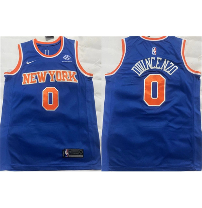 Men's New York Knicks #0 Donte DiVincenzo Blue Stitched Basketball Jersey