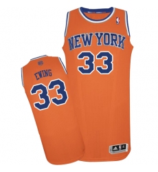 Men's Adidas New York Knicks #33 Patrick Ewing Authentic Orange Alternate NBA Jersey