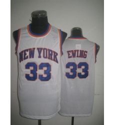 Men's Adidas New York Knicks #33 Patrick Ewing Authentic White Throwback NBA Jersey