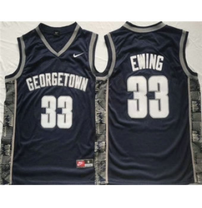 Men's Georgetown Hoyas #33 Patrick Ewing Navy Stitched Jersey