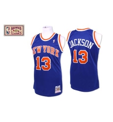 Men's Mitchell and Ness New York Knicks #13 Mark Jackson Authentic Royal Blue Throwback NBA Jersey