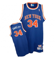 Men's Mitchell and Ness New York Knicks #34 Charles Oakley Authentic Royal Blue Throwback NBA Jersey