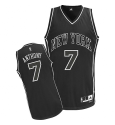 Men's Adidas New York Knicks #7 Carmelo Anthony Authentic Black Shadow NBA Jersey