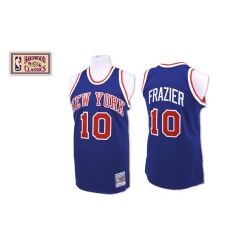 Men's Mitchell and Ness New York Knicks #10 Walt Frazier Authentic Royal Blue Throwback NBA Jersey