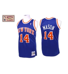 Men's Mitchell and Ness New York Knicks #14 Anthony Mason Swingman Royal Blue Throwback NBA Jersey