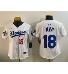 Women's Los Angeles Dodgers #18 MVP White 2025 World Series Champions Limited Stitched Baseball Jersey(Run Small)