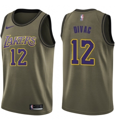 Youth Nike Los Angeles Lakers #12 Vlade Divac Swingman Green Salute to Service NBA Jersey