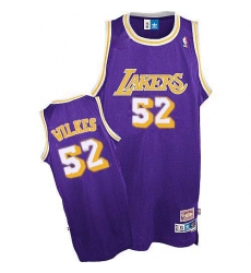 Men's Adidas Los Angeles Lakers #52 Jamaal Wilkes Authentic Purple Throwback NBA Jersey