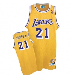 Men's Mitchell and Ness Los Angeles Lakers #21 Michael Cooper Authentic Gold Throwback NBA Jersey