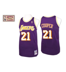 Men's Mitchell and Ness Los Angeles Lakers #21 Michael Cooper Authentic Purple Throwback NBA Jersey