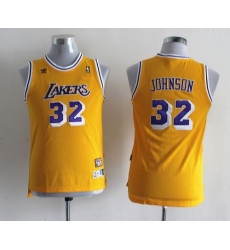 Youth Adidas Los Angeles Lakers #32 Magic Johnson Authentic Gold Throwback NBA Jersey