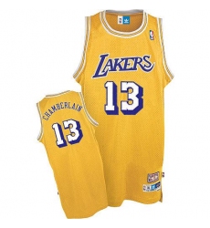 Men's Adidas Los Angeles Lakers #13 Wilt Chamberlain Authentic Gold Throwback NBA Jersey