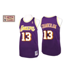 Men's Mitchell and Ness Los Angeles Lakers #13 Wilt Chamberlain Swingman Purple Throwback NBA Jersey