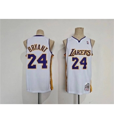 Men's Los Angeles Lakers #24 Kobe Bryant White Throwback basketball Jersey