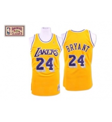 Men's Mitchell and Ness Los Angeles Lakers #24 Kobe Bryant Authentic Gold Throwback NBA Jersey