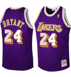 Men's Mitchell and Ness Los Angeles Lakers #24 Kobe Bryant Authentic Purple Throwback NBA Jersey