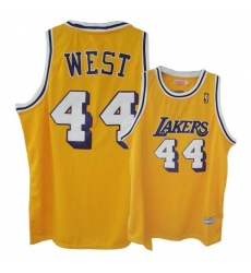 Men's Mitchell and Ness Los Angeles Lakers #44 Jerry West Authentic Gold Throwback NBA Jersey