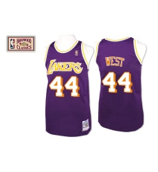 Men's Mitchell and Ness Los Angeles Lakers #44 Jerry West Authentic Purple Throwback NBA Jersey