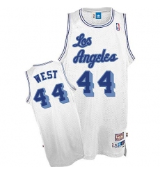 Men's Mitchell and Ness Los Angeles Lakers #44 Jerry West Authentic White Throwback NBA Jersey