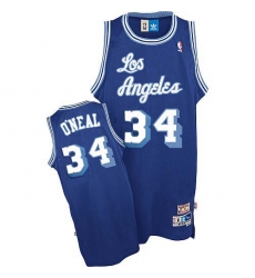 Men's Nike Los Angeles Lakers #34 Shaquille O'Neal Authentic Blue Throwback NBA Jersey