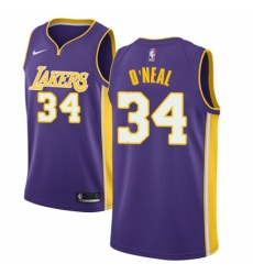 Men's Nike Los Angeles Lakers #34 Shaquille O'Neal Authentic Purple NBA Jersey - Icon Edition