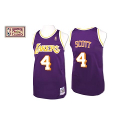 Men's Mitchell and Ness Los Angeles Lakers #4 Byron Scott Authentic Purple Throwback NBA Jersey