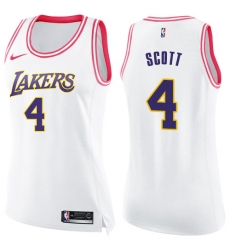 Women's Nike Los Angeles Lakers #4 Byron Scott Swingman White/Pink Fashion NBA Jersey
