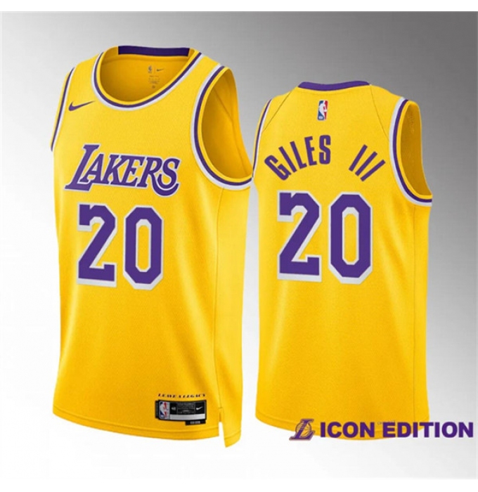 Men's Los Angeles Lakers #20 Harry Giles Iii Yellow Icon Edition Stitched Basketball Jersey