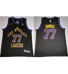 Men's Los Angeles Lakers #77 Luka Doncic Black 2025 Stitched Basketball Jersey