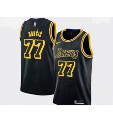 Men's Los Angeles Lakers #77 Luka Doncic Black Stitched Jersey