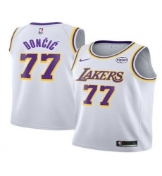 Men's Los Angeles Lakers #77 Luka Doncic White 2025 Association Edition Stitched Jersey