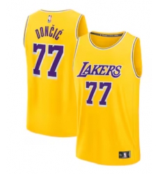 Men's Los Angeles Lakers #77 Luka Dončić Fanatics Gold Fast Break Replica Player Jersey