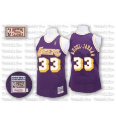 Men's Mitchell and Ness Los Angeles Lakers #33 Abdul-Jabbar Swingman Purple Throwback NBA Jersey