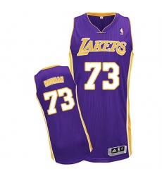 Men's Adidas Los Angeles Lakers #73 Dennis Rodman Authentic Purple Road NBA Jersey