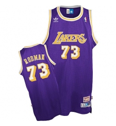 Men's Mitchell and Ness Los Angeles Lakers #73 Dennis Rodman Swingman Purple Throwback NBA Jersey